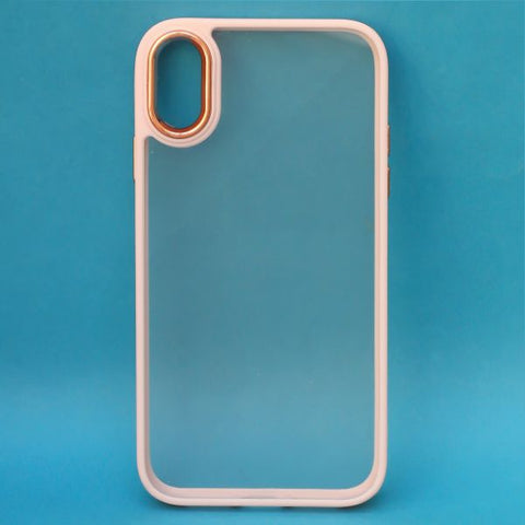 Peach Metal Safe Transparent Case for Apple iphone XR