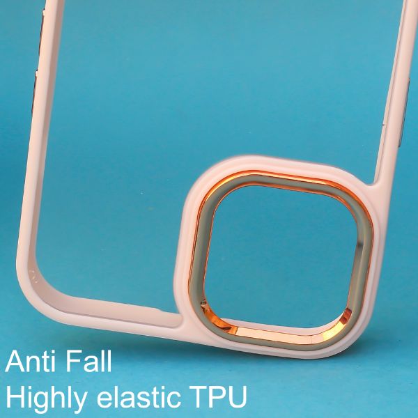 Peach Metal Safe Transparent Case for Apple iphone 13 Pro
