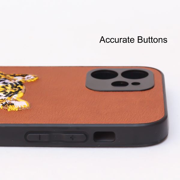 Brown Leather Yellow Lion Camera Ornamented for Apple iPhone 12