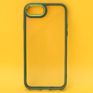 Dark Green Metal Safe Transparent Case for Apple iphone SE 2