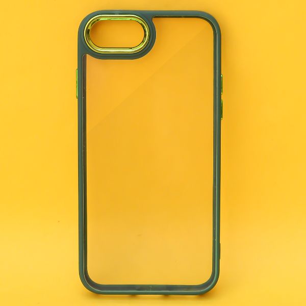 Dark Green Metal Safe Transparent Case for Apple iphone 8