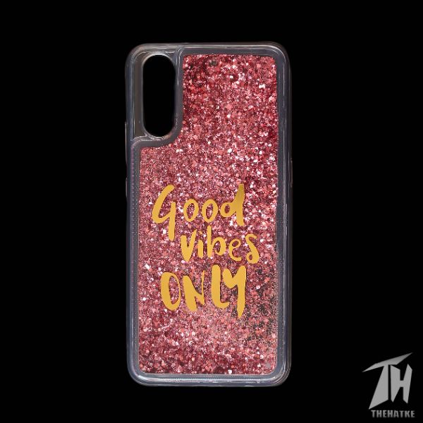 Pink Good Vibes Glitter  Silicone Case for Vivo S1
