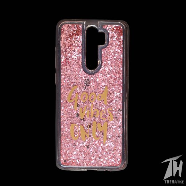 Light Pink Good vibes water glitter silicon case for Redmi note 8 pro