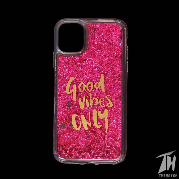 Dark Pink Good Vibes Glitter Case For Apple Iphone 11 pro max