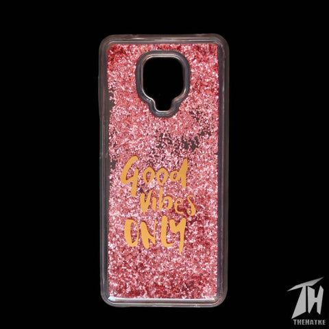 Pink Good Vibes Glitter Silicone Case for Redmi Note 9 pro max