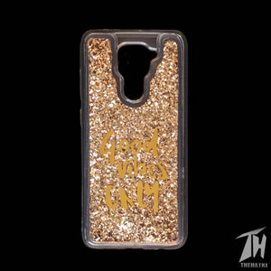 Brown Good vibes water glitter silicon case for Redmi note 9