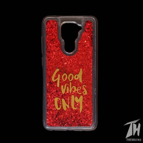 Red Good Vibes Glitter Silicone Case for Redmi Note 9