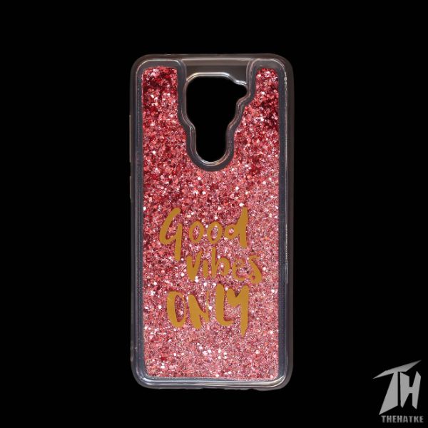 Pink Good Vibes Glitter Silicone Case for Redmi Note 9