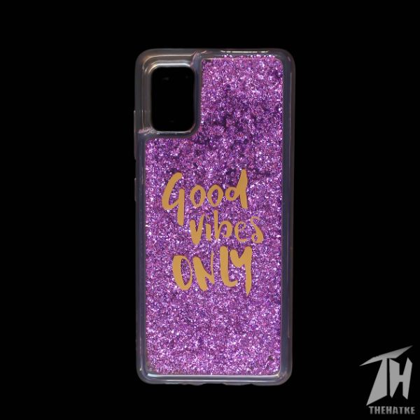 Purple Good vibes water glitter silicon case for Samsung A51