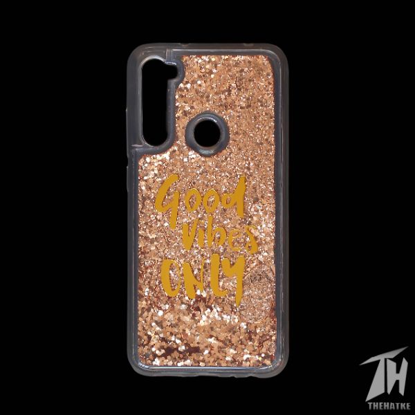 Brown Good vibes water glitter silicon case for Redmi note 8
