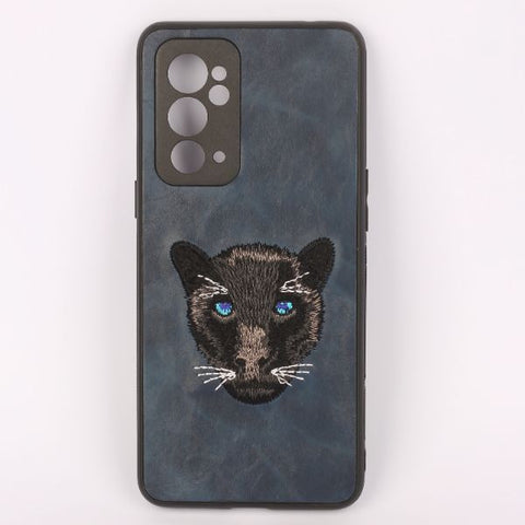 Dark Blue Leather Black Panther Camera Ornamented for Oneplus 9RT