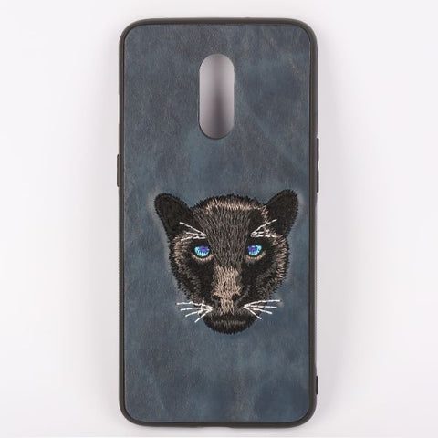 Dark Blue Leather Black Panther Ornamented for Oneplus 6T