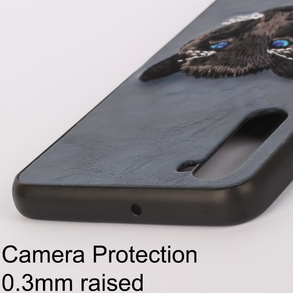 Dark Blue Leather Black Panther Ornamented for Oneplus Nord