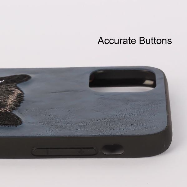 Dark Blue Leather Black Panther Ornamented for Apple Iphone 11