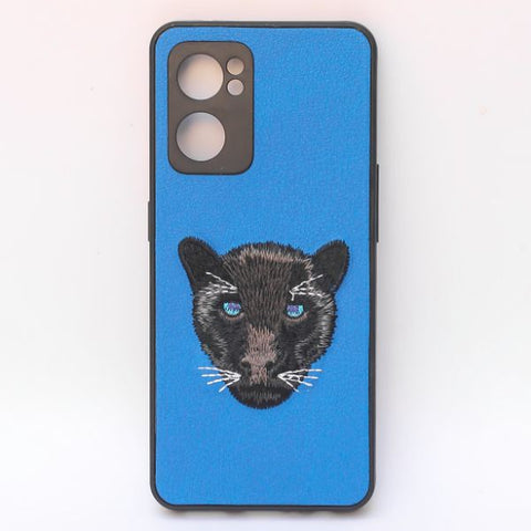 Sky Blue Leather Black Panther Ornamented for Oneplus Nord CE 2