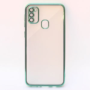 Sea Green 6D Chrome Logo Cut Transparent Case for Samsung M30s