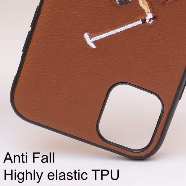 Brown Leather Horse rider Ornamented for Apple iphone 11 pro max