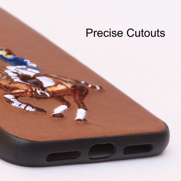 Brown Leather Horse rider Ornamented for Apple iphone 11 pro max