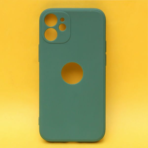 Dark Green Candy Logo Cut Silicone Case for Apple Iphone 12 Mini
