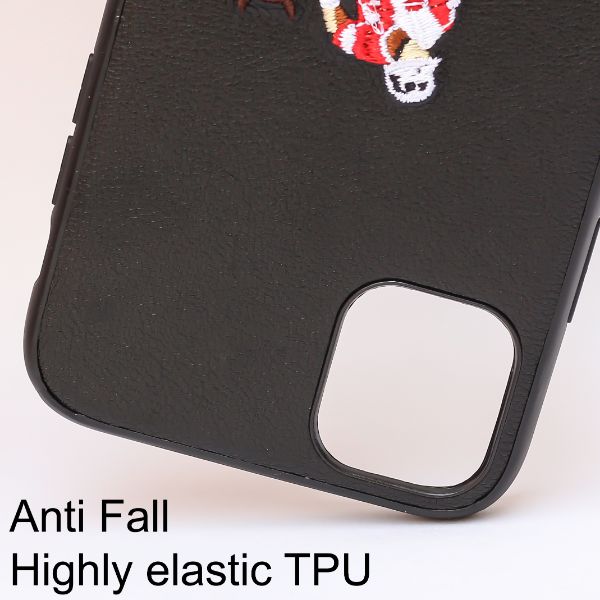 Black Leather Horse rider Ornamented for Apple iPhone 11
