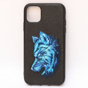 Black Leather SnowFox Ornamented for Apple iPhone 12