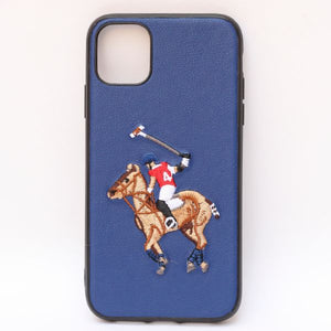 Blue Leather Horse rider Ornamented for Apple iPhone 11