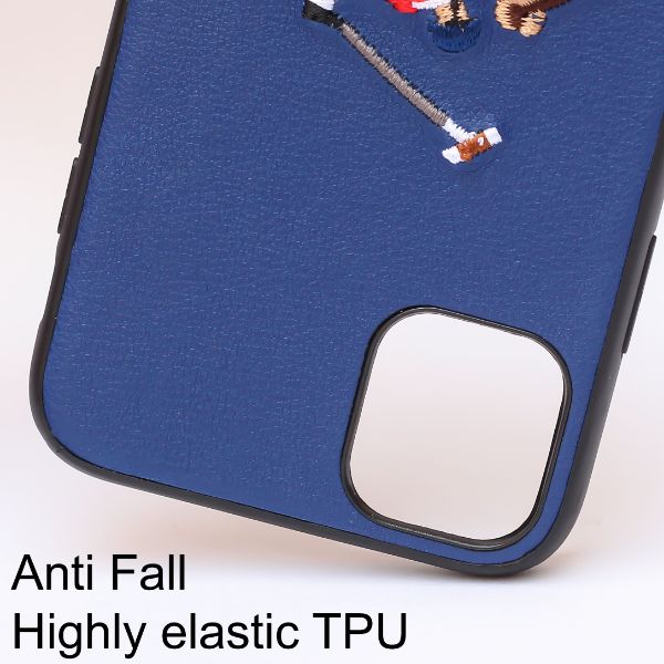 Blue Leather Horse rider Ornamented for Apple iPhone 11