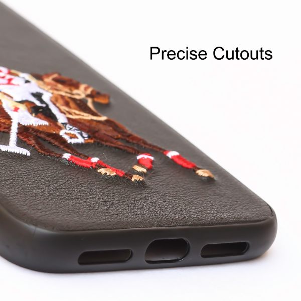 Black Leather Horse rider Ornamented for Apple iPhone 11