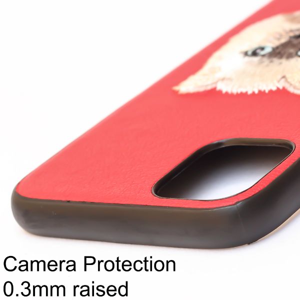 Red Leather Cat Ornamented for Apple iPhone 12 pro