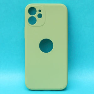 Light Green Candy Logo cut Silicone Case for Apple Iphone 12 mini