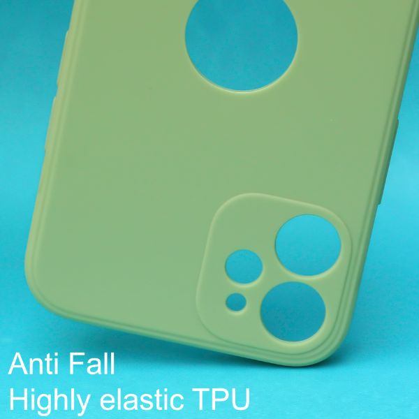 Light Green Candy Logo cut Silicone Case for Apple Iphone 12 mini