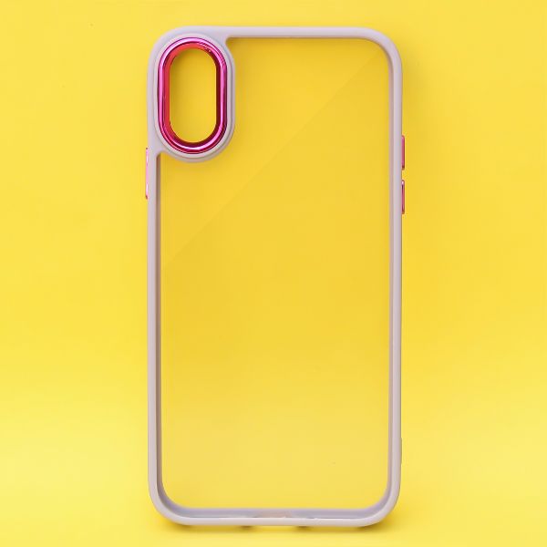 Purple Metal Safe Transparent Case for Apple iphone X/Xs