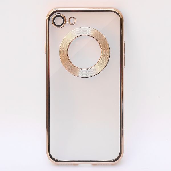 Gold 6D Chrome Logo Cut Transparent Case for Apple iphone 8