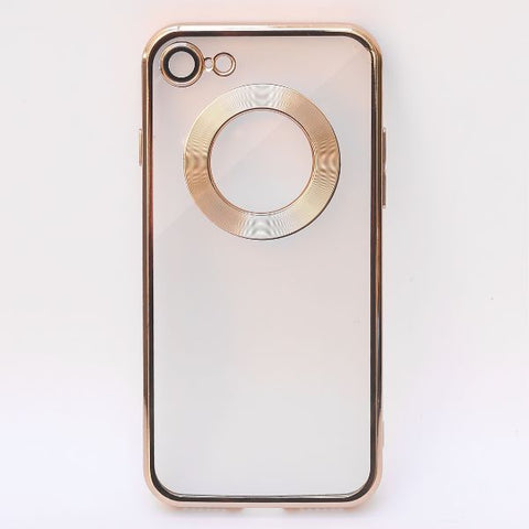 Gold 6D Chrome Logo Cut Transparent Case for Apple iphone 7