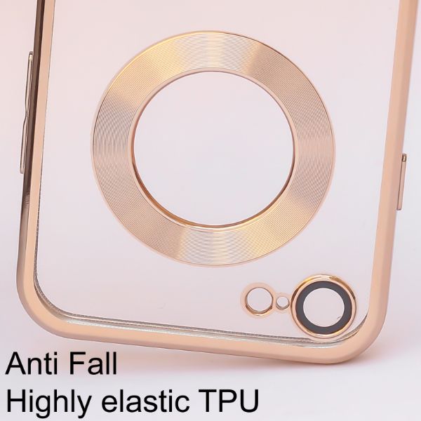 Gold 6D Chrome Logo Cut Transparent Case for Apple iphone 7