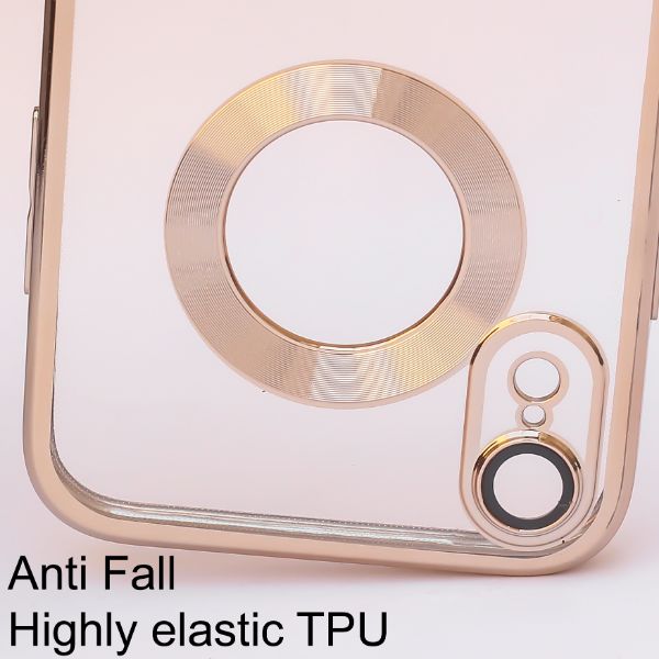 Gold 6D Chrome Logo Cut Transparent Case for Apple iphone XR