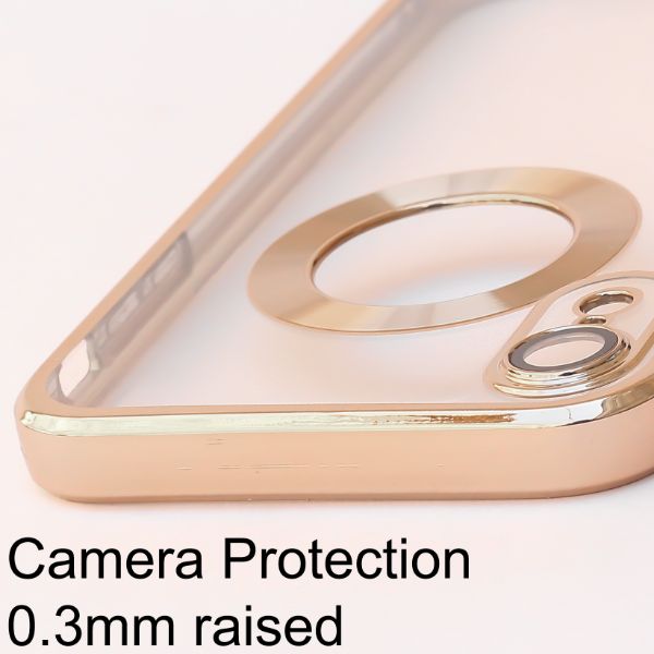 Gold 6D Chrome Logo Cut Transparent Case for Apple iphone XR