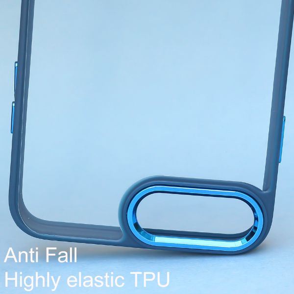 Dark Blue Metal Safe Transparent Case for Apple iphone 7 Plus