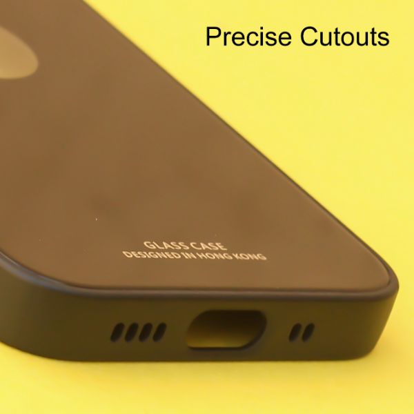 Black Glass Logo Cut Silicone case for Apple iphone 12 mini