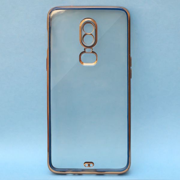 Blue Electroplated Transparent Case for Oneplus 6