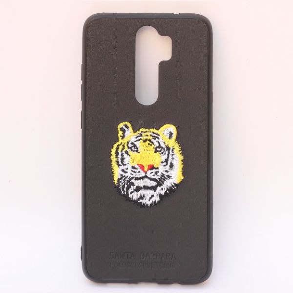 Black Leather Yellow Lion Ornamented for Redmi Note 8 Pro