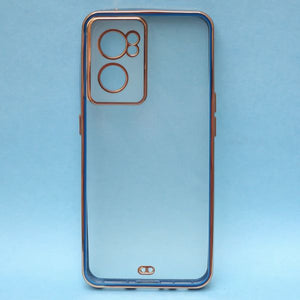 Blue Electroplated Transparent Case for Oppo Reno 7 5g