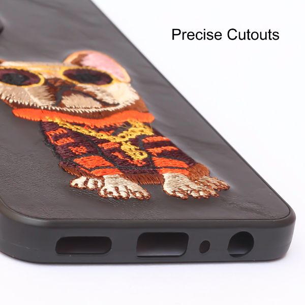 Black Leather Bulldog Ornamented for Oneplus Nord CE 2