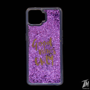 Purple Good vibes water glitter silicon case for Oppo F17