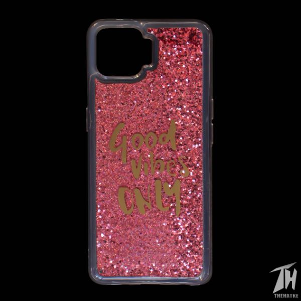 Pink Good vibes water glitter silicon case for Oppo F17