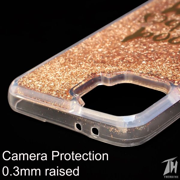 Brown Good vibes water glitter silicon case for Oppo F17 Pro