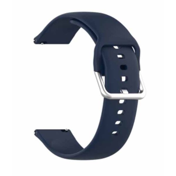 Dark Blue Plain Silicone Strap With Stainless steel Buckle For Smart Watch (20mm)