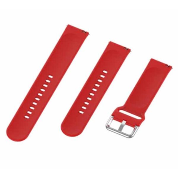 Red Plain Silicone Strap With Stainless steel Buckle For Smart Watch (20mm)
