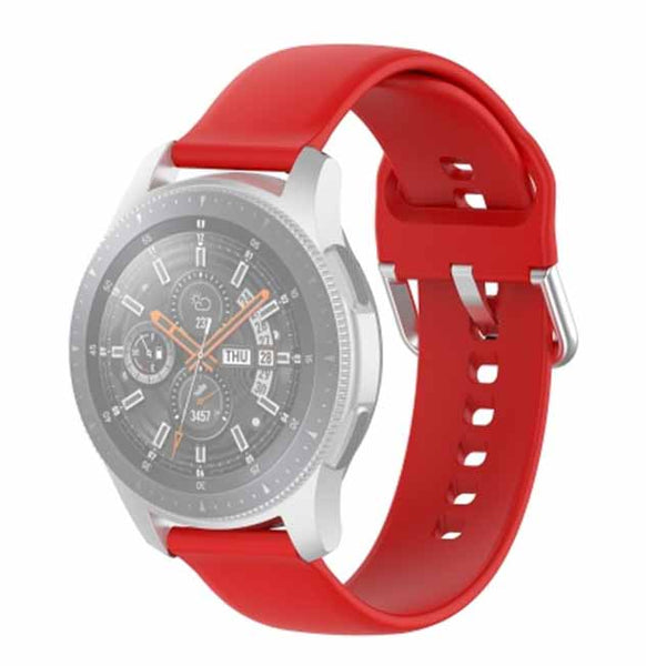 Red Plain Silicone Replacement Band Strap With Stainless steel Buckle For Smart Watch (22mm)