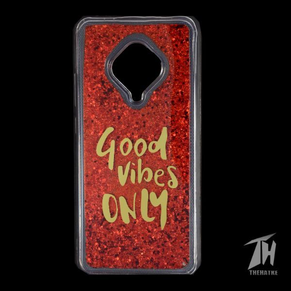 Red Good Vibes Glitter Silicone Case for Vivo S1 pro